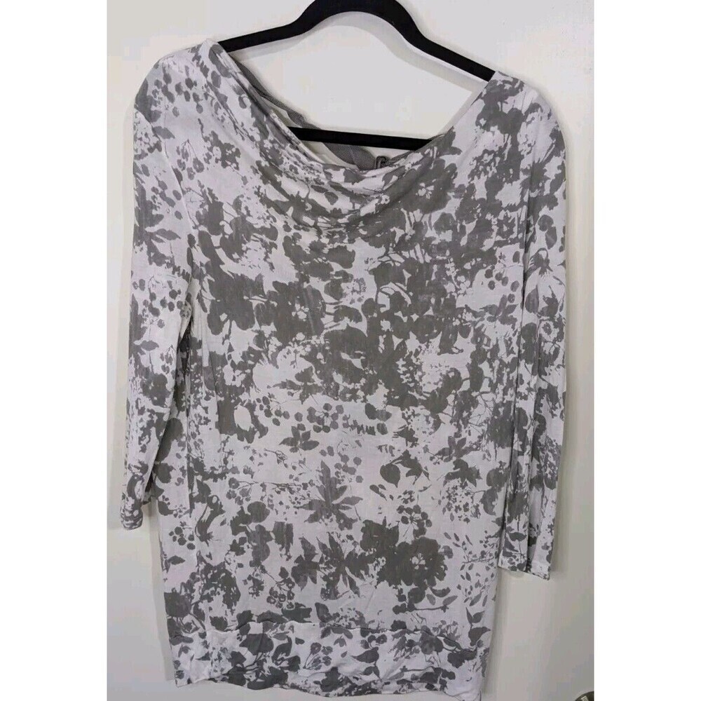 Anthropologie Postmark Shirt Womens Top Medium Gray White 3/4 Sleeve Tie Back #8